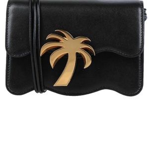 PALM ANGELS Black leather mini Palm Beach crossbody bag